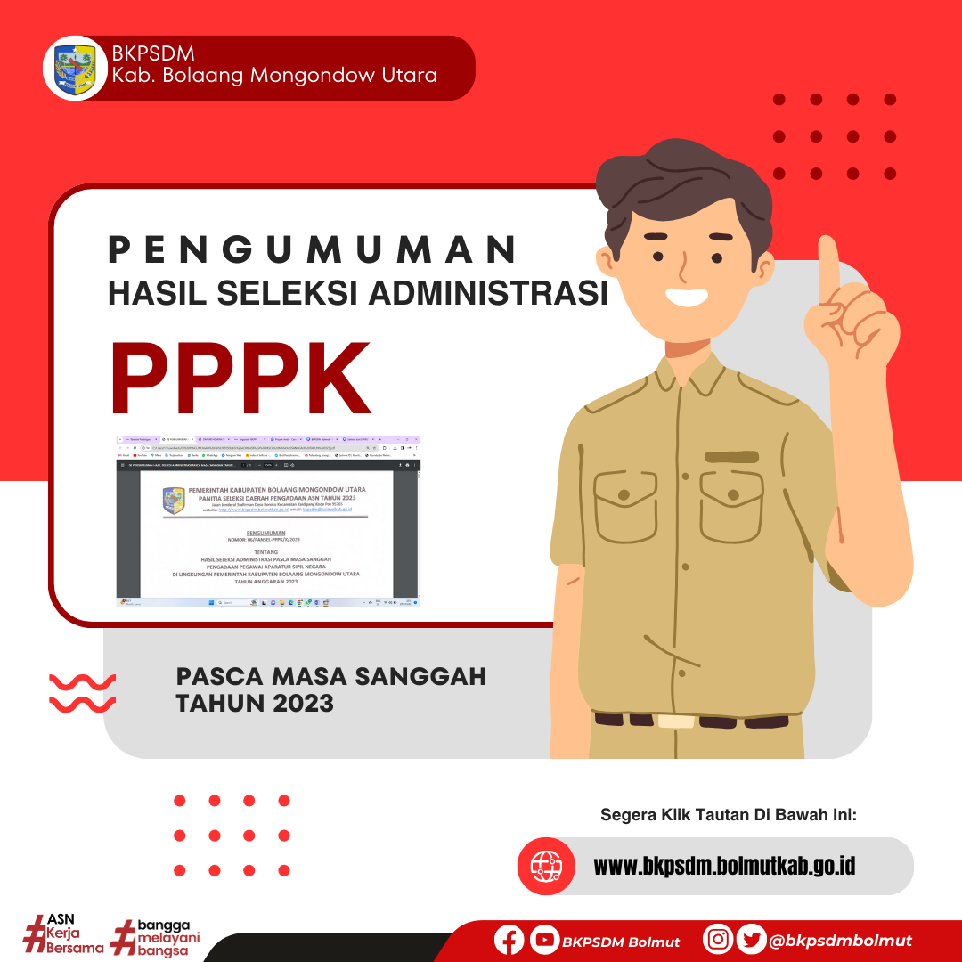 PENGUMUMAN HASIL SELEKSI ADMINISTRASI PPPK, PASCA MASA SANGGAH TAHUN 2023