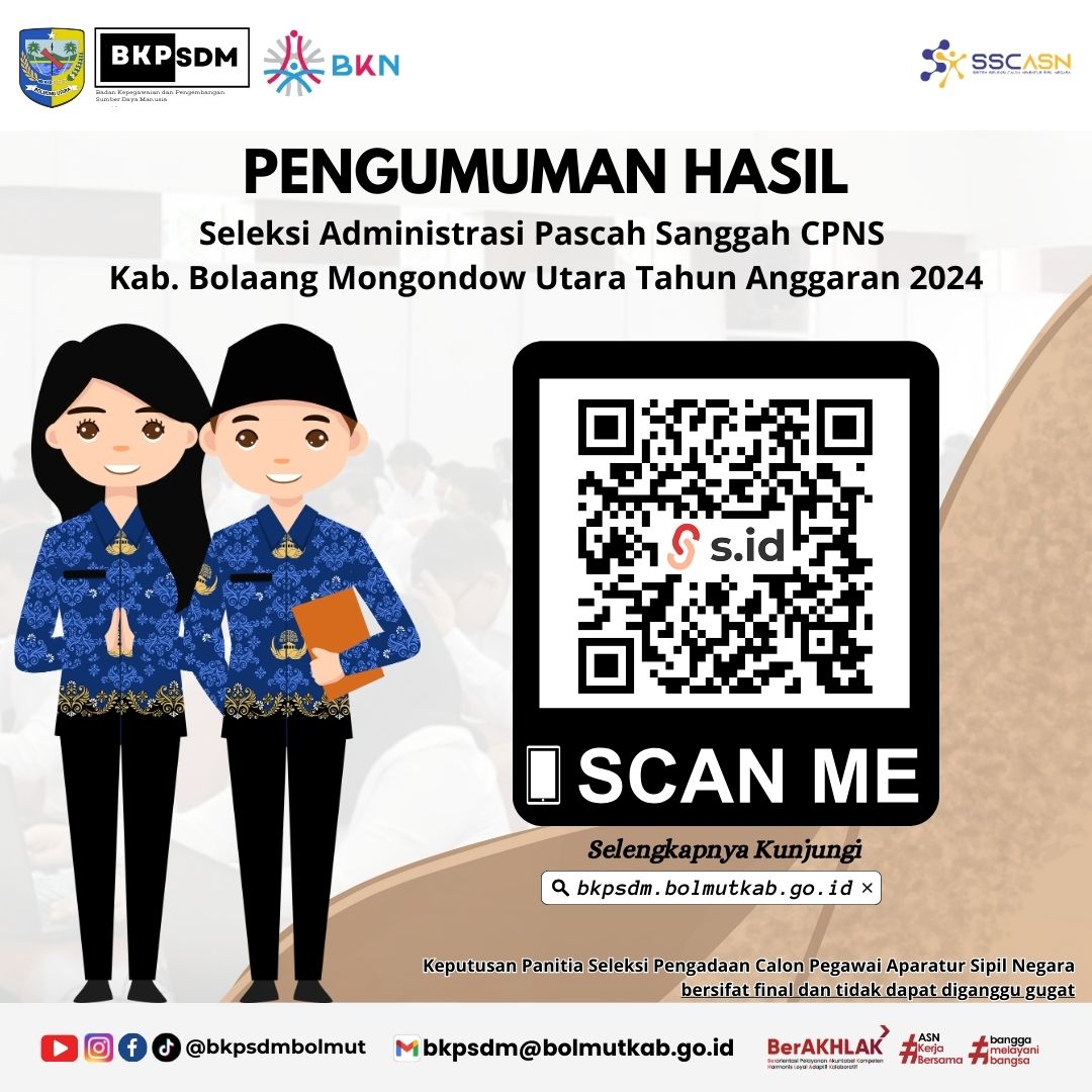 HASIL SELEKSI ADMINISTRASI PASCA SANGGAH CPNS BOLMUT TAHUN 2024