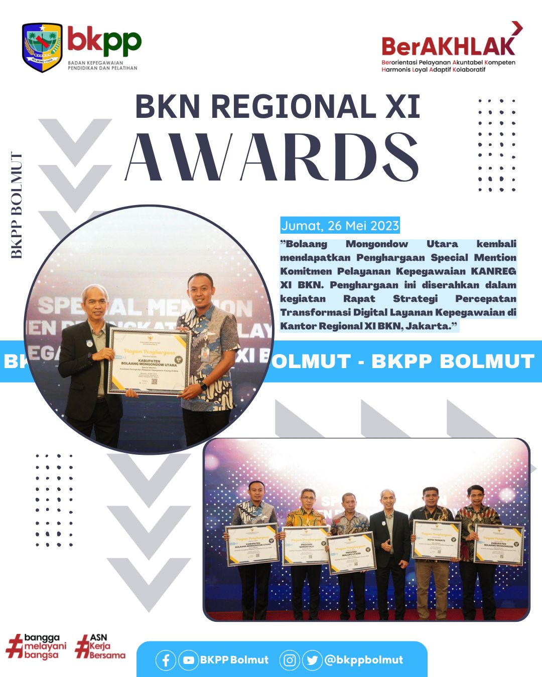 Bolmut Kembali Mendapatkan Penghargaan BKN Award 2023