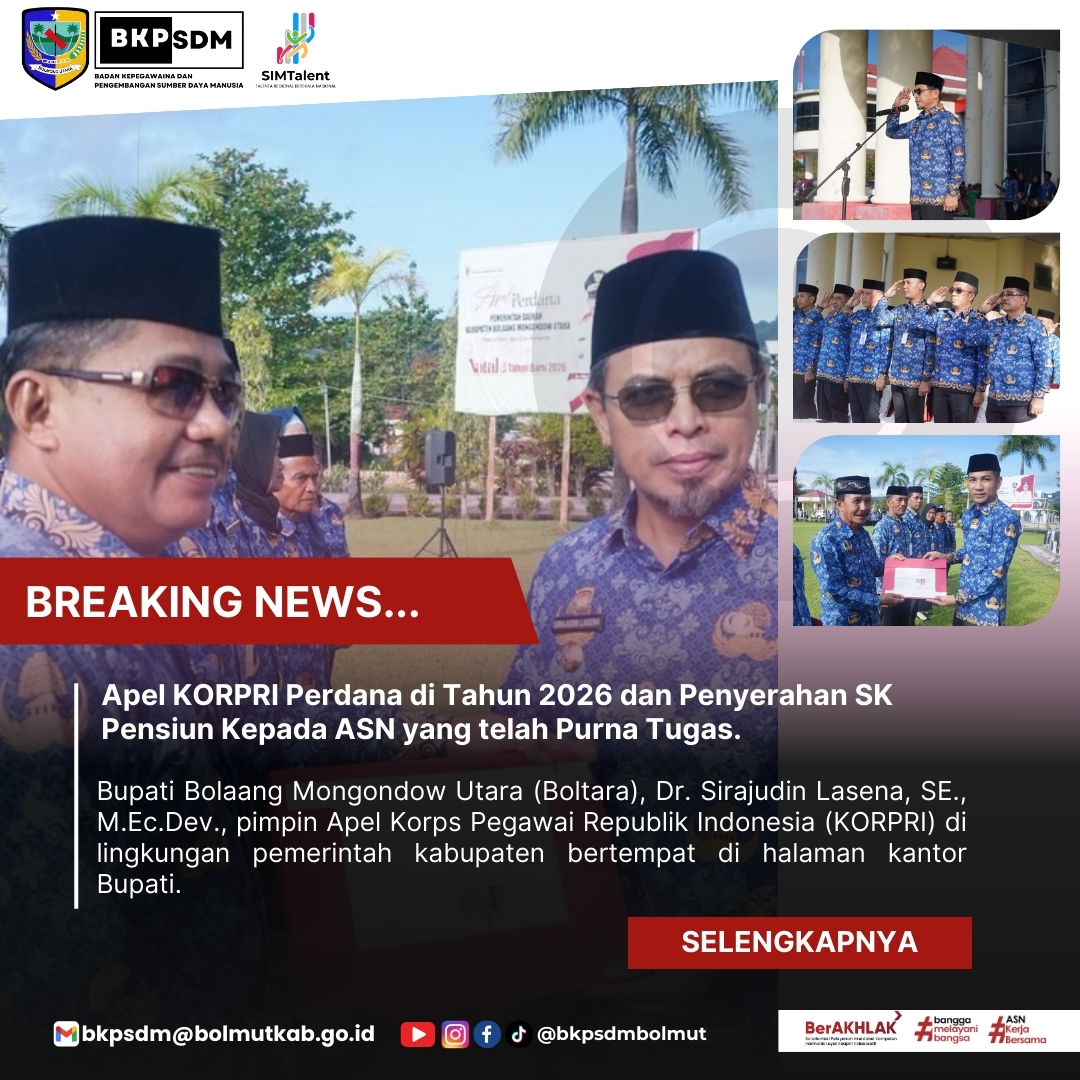 Apel KORPRI Perdana Di Tahun 2026 Dan Penyerahan SK Pensiun Kepada ASN Yang Telah Purna Tugas.
